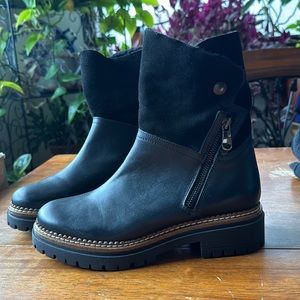 NWT Fabianelli Italy Black Leather and Fur Boots 8.5 39 Italian Made